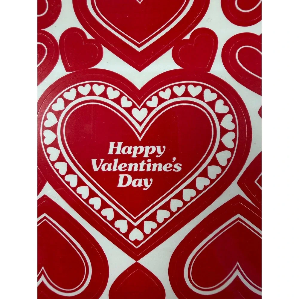 VTG Hallmark Valentine Heart Stickers Sealed Red New Old Stock 4 Sheets